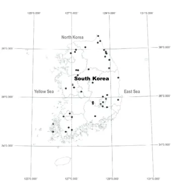 Figure 1. Location of the study area and distribution of the  sample sites (black dot).