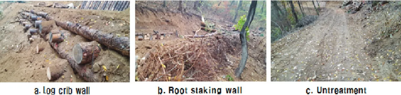 Figure 1. Construction of slope stabilization methods for continuous utilization of skid trail.