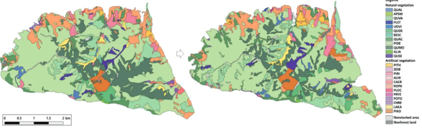 Figure 4. A detailed forest vegetation map of Apsan park