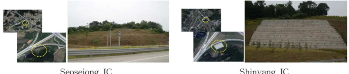 Figure 1. Slopes used in the study (Seosejong IC and Shinyang IC).