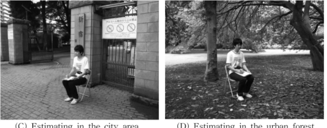Figure 4. Scenery of experiment (Viewing and estimating phases).