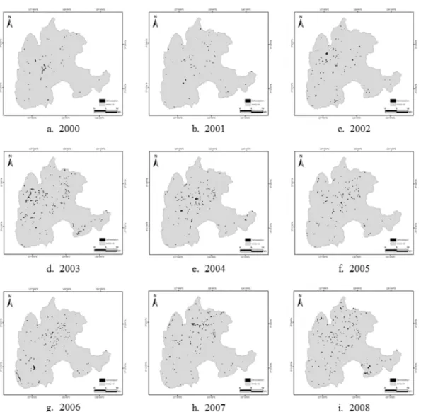 Figure 9. The distribution of deforestation type from the facilities.