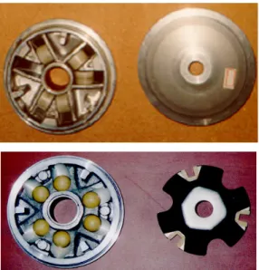 Fig. 9 Movable flange of roller type and ball type   4.2  실험결과 본  연구에서  제안한  볼  형태의  가동플랜지를  이용한 건식 무단변속기에 대한 다이나모미터 실 험결과 다음과 같은 결과들을 얻었다