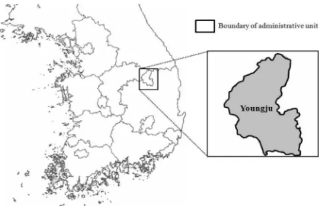 Figure 1. Location of study site in Youngju region. 