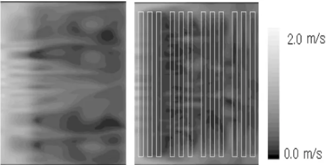 Figure  3.  Air  velocity  distributions  without  crop(left)  and  with  crop(right)