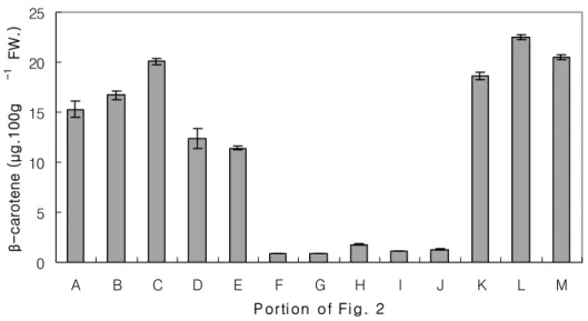 Fig.  3.  Concentration  of  β-carotene  for  the  portion  of  Fig.  2  in  oriental  melon.
