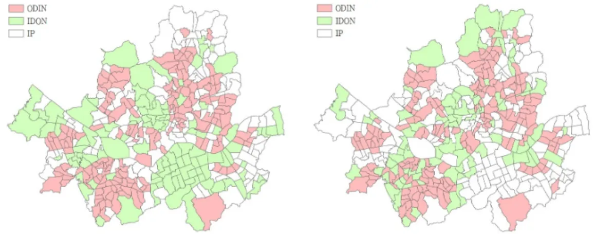 Fig. 3. Spatio-Temporal Pattern of Clusters on Weekday and Weekend