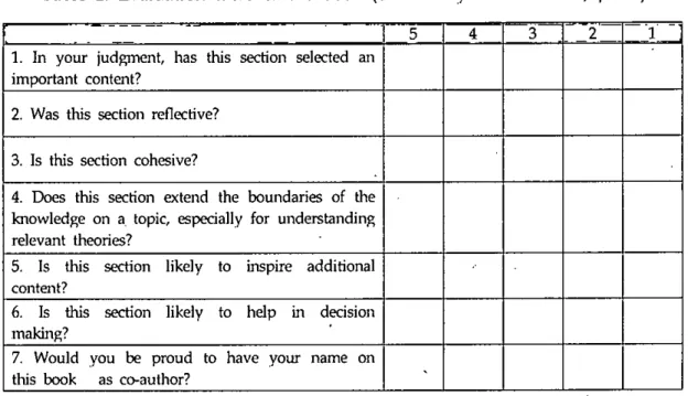Table 1. Evaluation table of the book (Source: Pyrczak's model, p.156) 