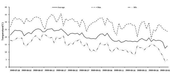 Figure 3. Changes in temperature during the experimental period.