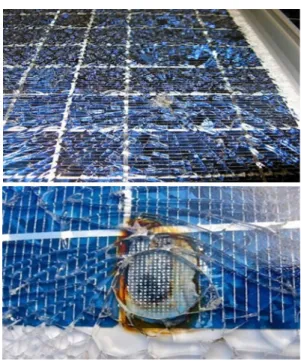 Fig. 7. PV module with broken glass and cell burn