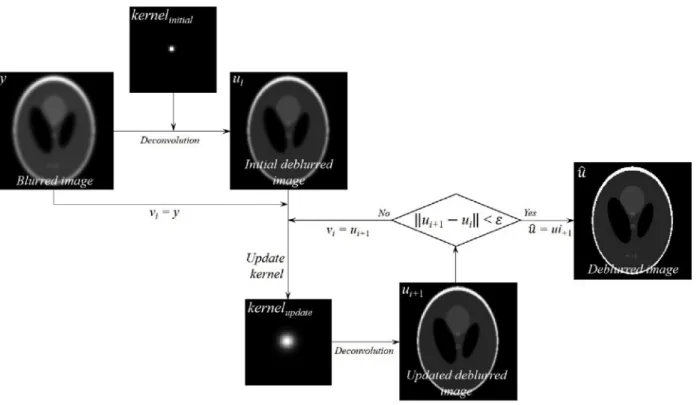 Fig. 2. Schematic description of our proposed blind-deconvolution in blurred image.