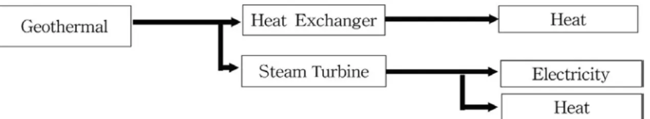 Figure 1. Examples of geothermal energy sources input selected to show how they can provide useful  heat outputs as direct heat or as combined heat and power.
