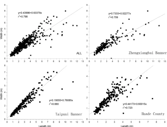Figure 6. Relationship between vertical scale and horizontal scale. The solid line represents a non-linear regression analysis and the dashed lines are the 95% confidence limit