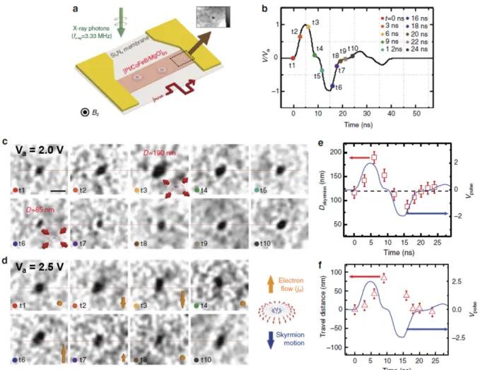 Fig.  3.  Time  resolved  measurements  of  current  pulse  induced  magnetic  skyrmion  dynamics
