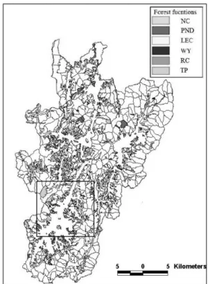 Figure 6. The map of forest functions at communal forests.