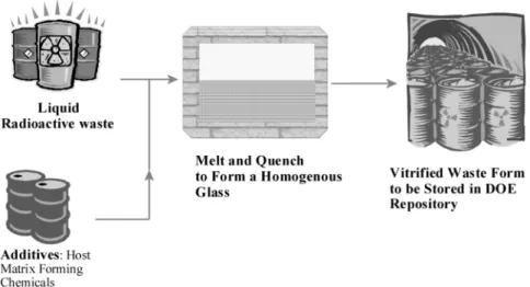 Figure 2. HLW의 유리화 도식도.