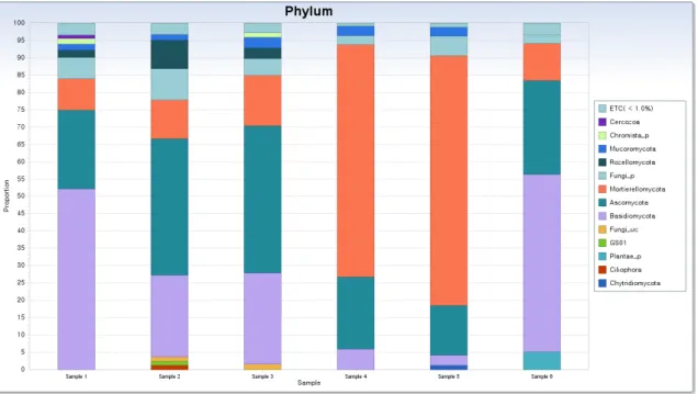 Fig.  3.  Taxonomic  composition  at  the  soil  fungal  communities’  the  phylum  level  from  all  samples  associated  with  R