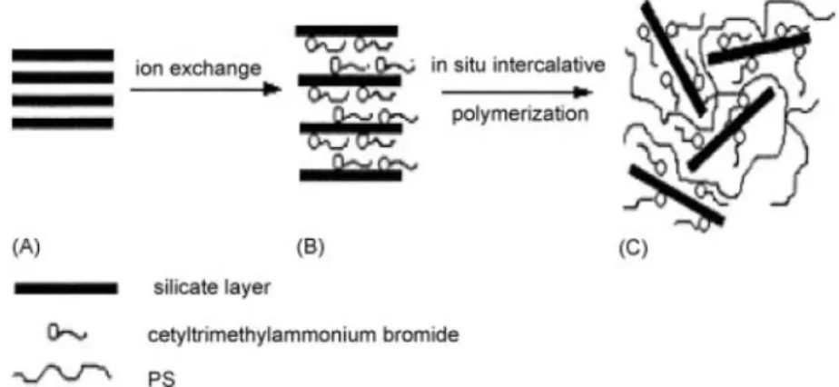 Figure 5. 박리형 PS-MMT 나노복합재료 제조 모식도[38].