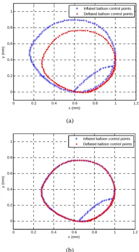 Fig. 4. (a) Inflated balloon digital image, and (b) deflated  balloon digital image. 