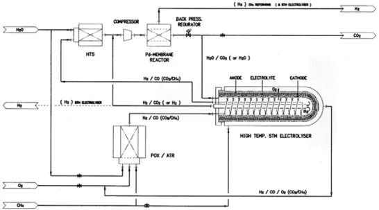 Figure 3. 천연가스 개질형 hybrid HTE system.