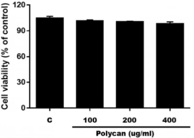 Fig.  2.  Cytotoxic  effect  of  Polycan ®   on  3T3-L1  cells.  Cell  viability  was  measured  using  CCK-8  staining