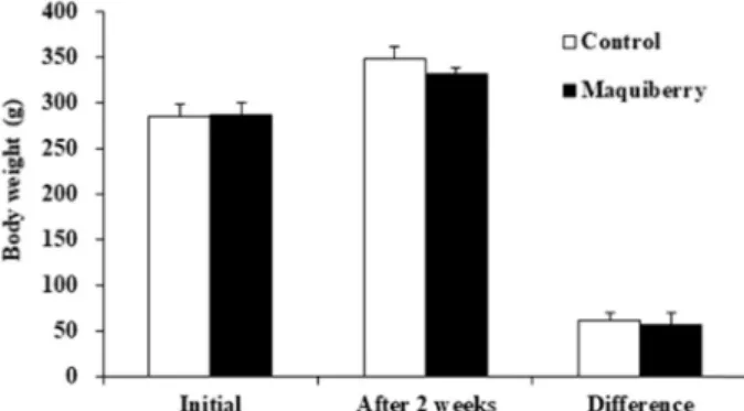 Fig.  1.  Effect  of  drinking  maquiberry  extract  on  changes  in  ro- ro-dent  weight