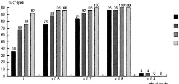 Figure 4. Distribution of uncorrected visual acuity after Toric LASIK