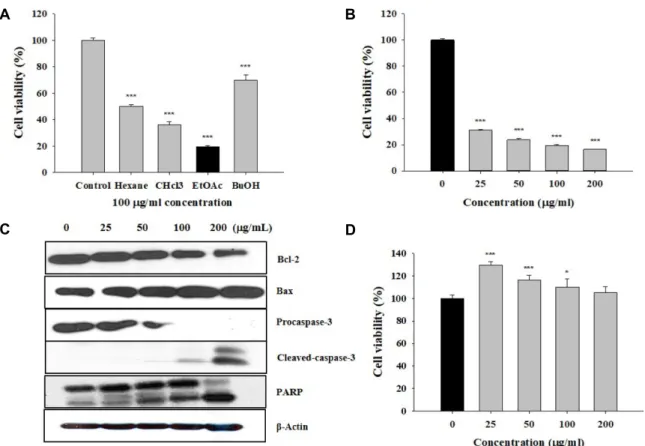Fig.  1.  The  cell  viability  and  expression  of  apoptosis-related  proteins  in  EPRE-treated  SNU-16  cells