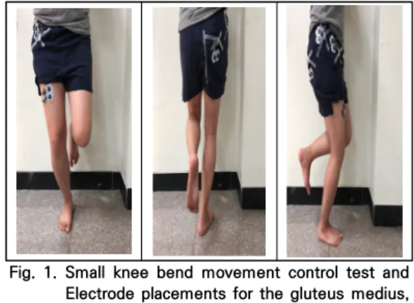 Fig.  2.  Hip  joint  movement  control  exercise  of  hip  joint  using  EMG  biofeedback 