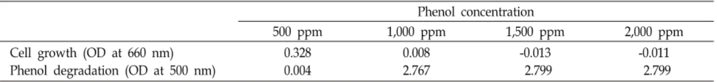Table  1.  effect  of  phenol  concentration  in  minimal  medium  1  for  6  days