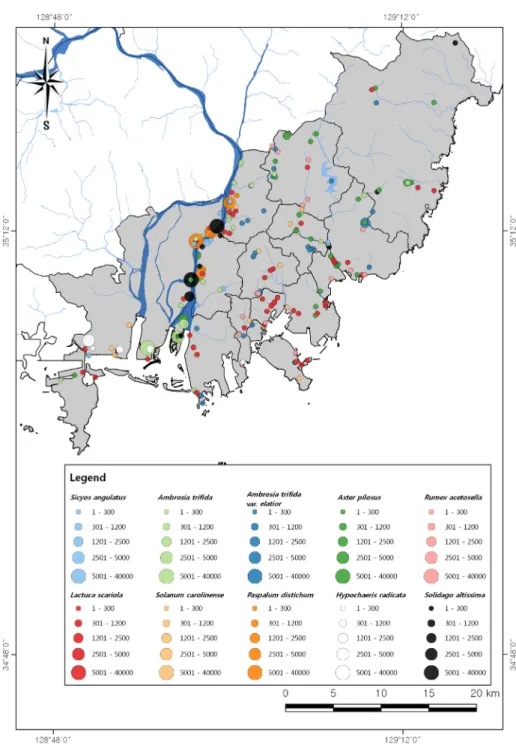 Fig.  4.  The  status  of  distribution  and  abundance  of  invasive  species.