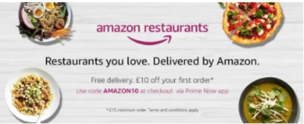 Fig.  6.  Amazon.com  Prime  Now  Restaurant  Order  Delivery 3.2  중국 모바일 시장 확대에 힘입어 중국의 음식 유통도 외식 업체 중심에서 온라인 플랫폼 중심으로 변화되었다
