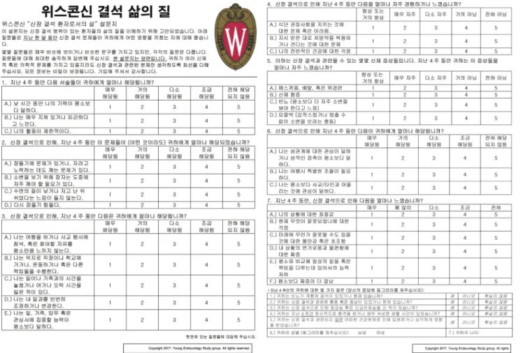 Fig. 2.  The Korean version of Wisconsin Stone Quality of Life Questionnaire.