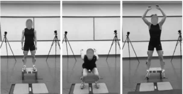 Fig.  2.  Biomechanical  task  (drop  vertical  jump)  procedure  from  the  box  of  30  cm  height.