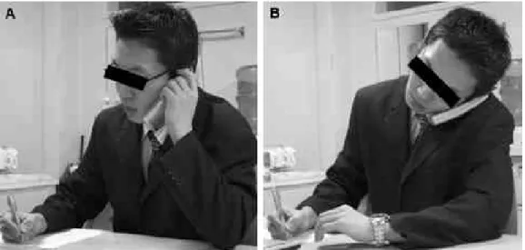 Figure 1. Usual posture of patients during speaking with their customers by telephone