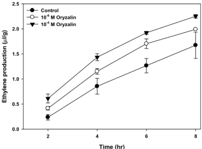 Fig.  4.  Effect  of  ACC  on  the  gravitropic  response  in  the  root  tip  for  8  hr