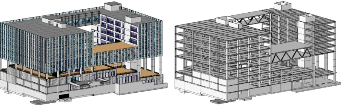 그림  2.  기본건축모델  :  Revit  Architecture 그림  3.  기본구조모델  :  Revit  Structure 