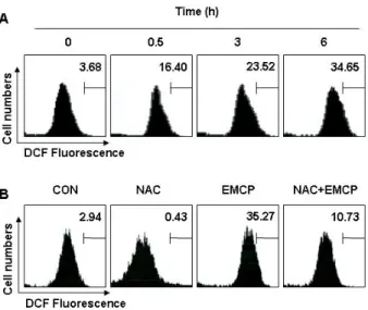 Fig. 5. The quenching of ROS generation inhibited EMCP-in- EMCP-in-duced apoptosis in U937 cells
