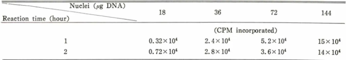 Table  I I —Optimization  of  the  nuclei  concentration  for  in  vitro  run-off  transcription  reaction.