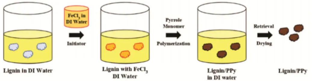 Figure  1.  A  schematic  diagram  showing  the  preparation  procedure  of  PPy@lignin  hybrids.