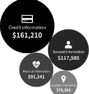 Figure 3. Personal information price visualization infographic sample – Area-as- Area-as-quantity 