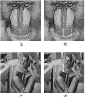 Fig. 1. Simulation image (a) Baboon image (b) Noisy image (Baboon)    (c) Barbara image (d) Noisy