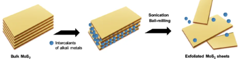 Figure 2. Schematic illustration of adsorption of CO 2  on the single-  layer MoS 2  and TEM image of 1T and 2H phases of MoS 2  sheet  (Reprinted with permission form ref