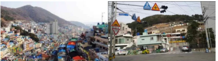 Fig. 2 Status of the residential areas behind Gamcheon Port 3.2 Building planning elements to promote spatial inclusiveness