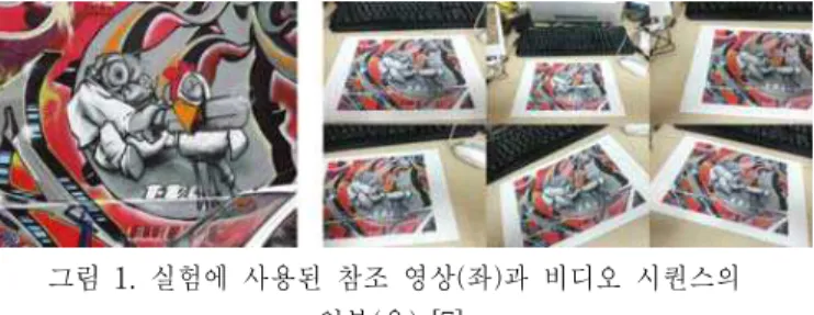 Fig. 1. Left: A reference image used in experiments, right: its video sequence images [7].