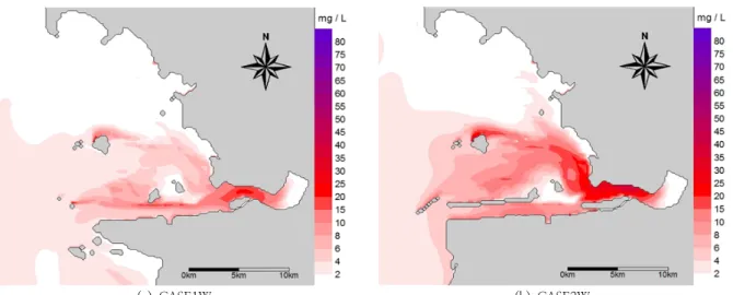 Fig. 4. Drawing of suspended sediment concentration distribution at flood(3hour)
