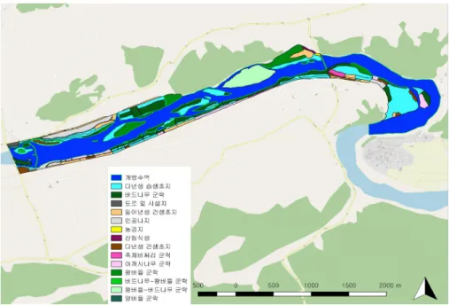 Fig. 2. Actual vegetation in the Gudam wetland. The polygons are delineated by 15 classification types