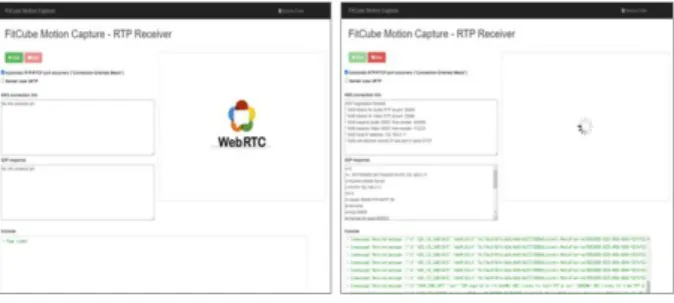 Fig.  11.  Web  initial  screen  and  motion  capture  streaming  data  reception  standby  screen