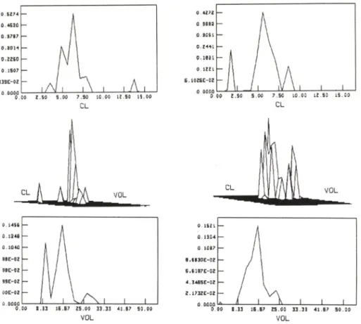 Fig.  3 ― Three-dimensional  plot  of  the  joint  probability  density  function(middle)  and  two  marginal  probability  de­