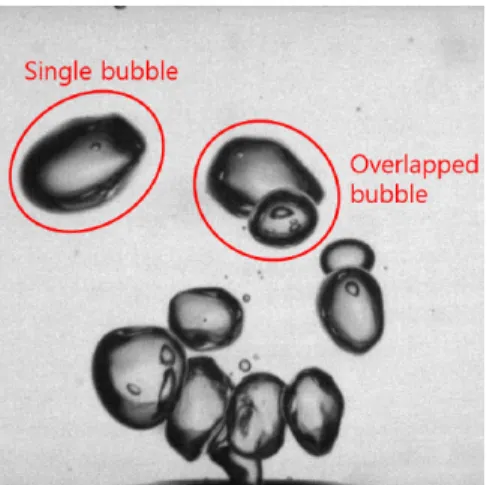 Fig. 1. Single bubbles and overlapped bubbles in  the bubble image
